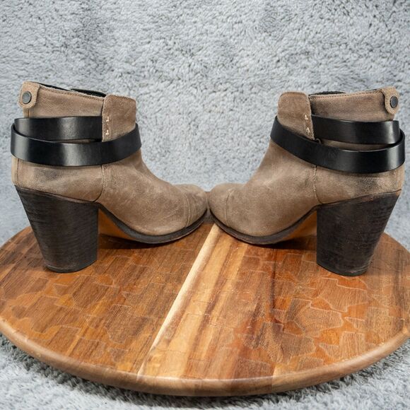 RAG & BONE Size 37.5 EUR US 7 Brown Suede Buckle Ankle Fashion Boots Bootie - Picture 5 of 7